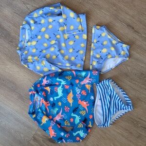 Set of 2 long sleeve bikini swimsuits/rashguards, Cat & Jack and Carter's 2T